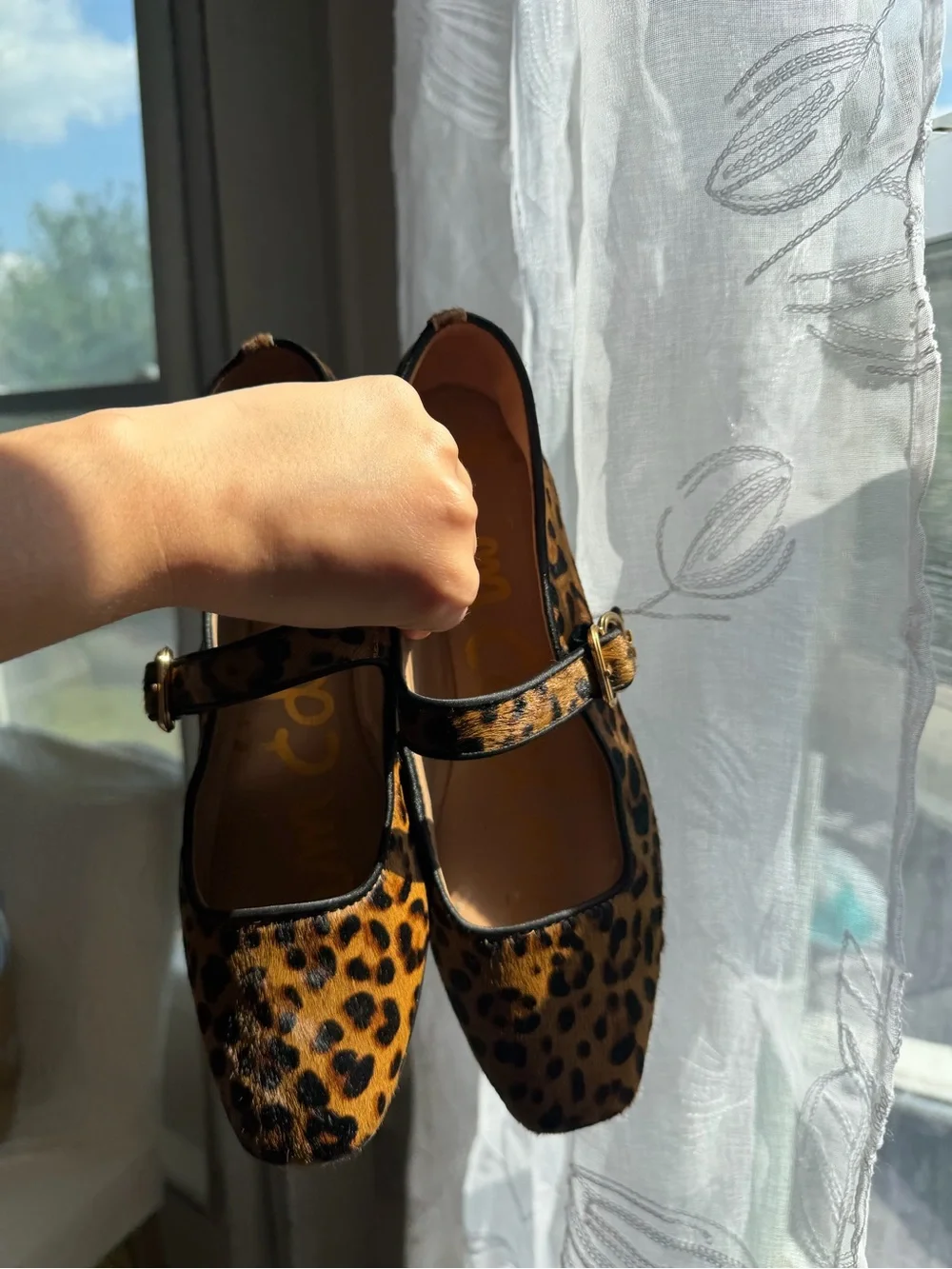 Sam Edelman Leopard Print Mary Jane Flats - Brown/Black
